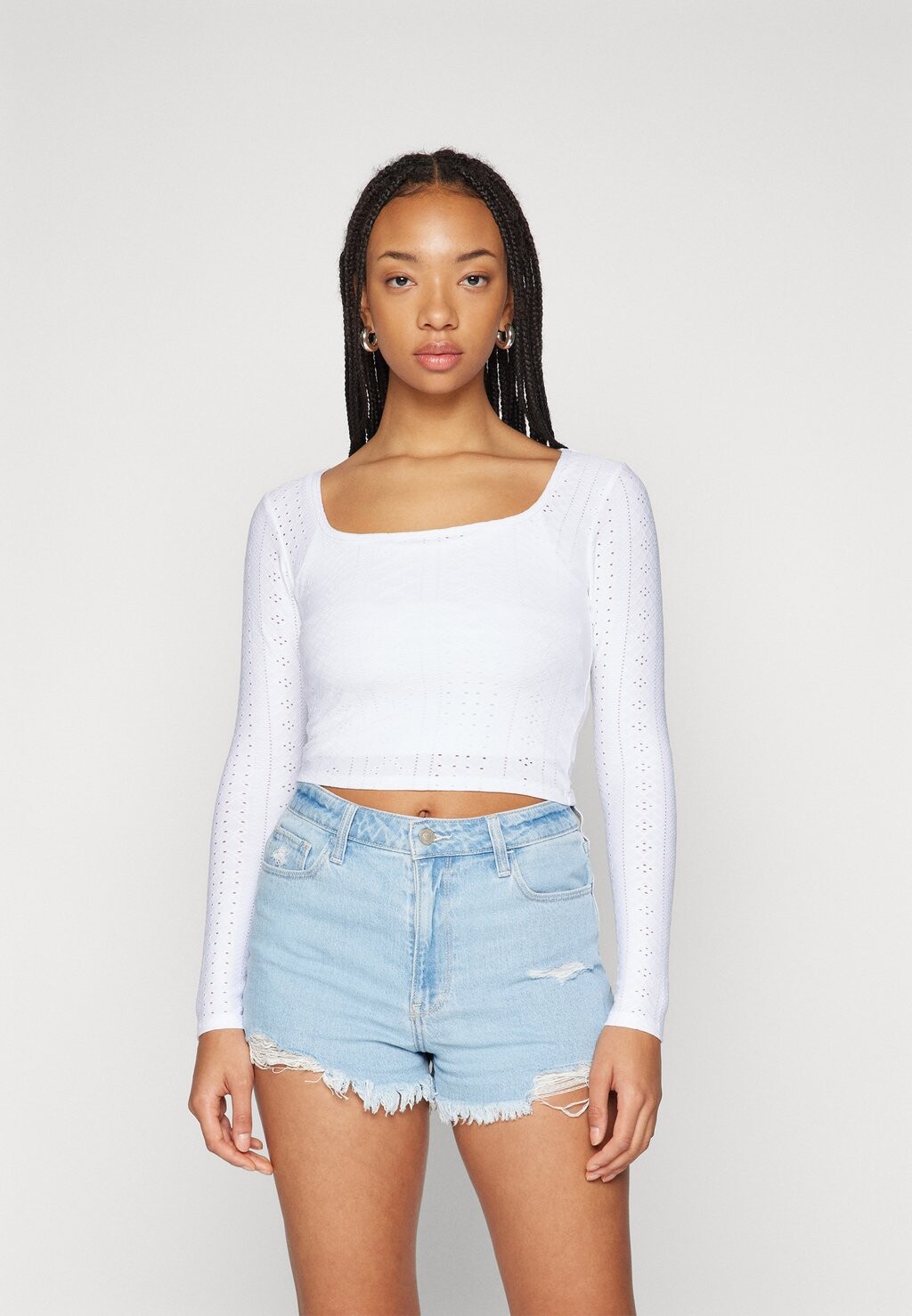 

Топ с длинными рукавами TEXTURED SQUARENECK Hollister Co., цвет bright white