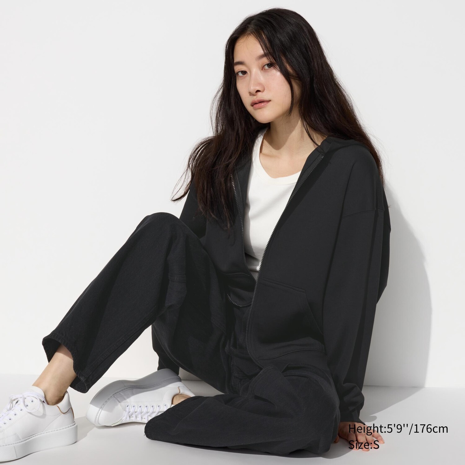 

Толстовка DRY с капюшоном и молнией UNIQLO, черный