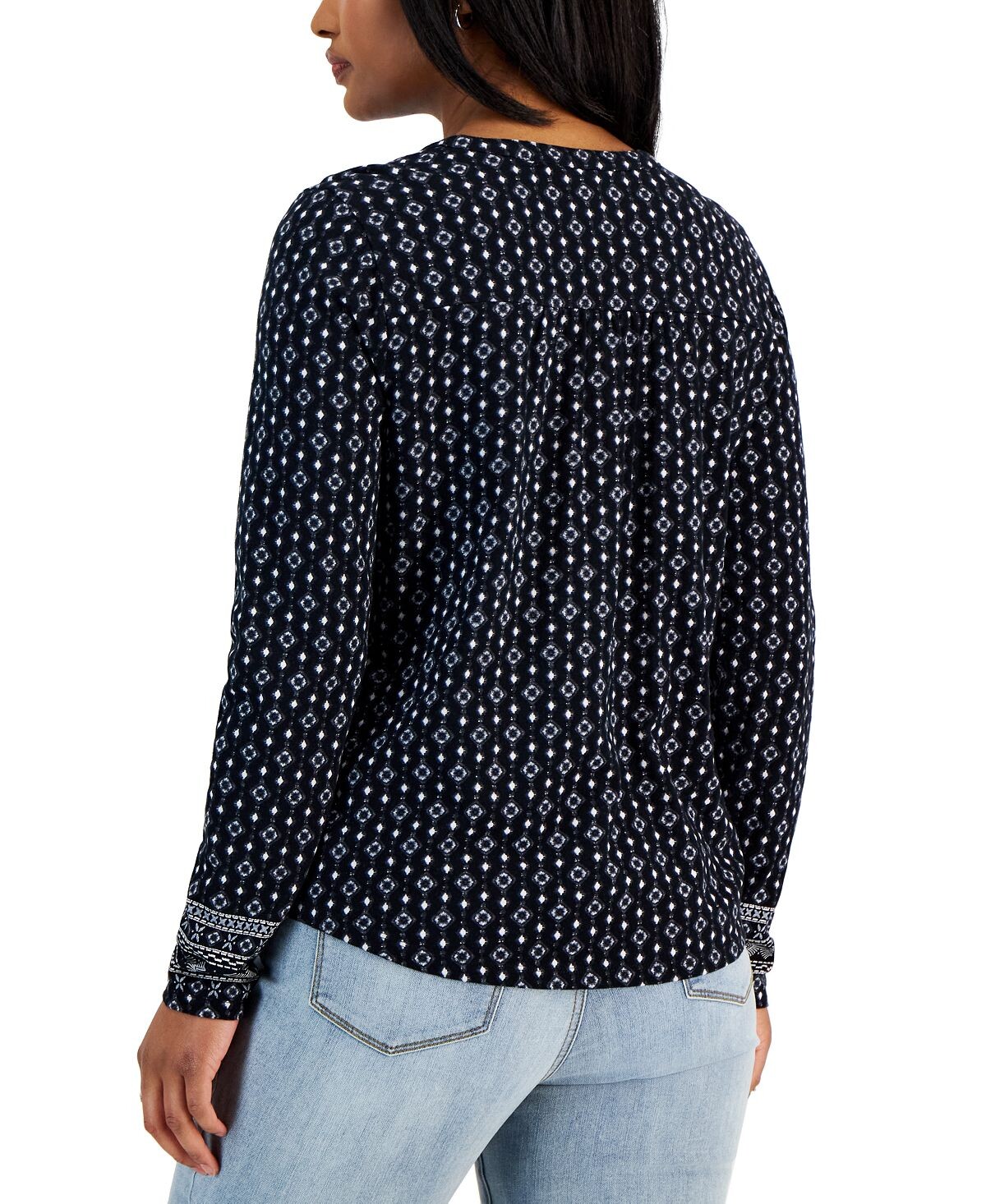 

Женский хлопковый топ с длинными рукавами Henley Style & Co