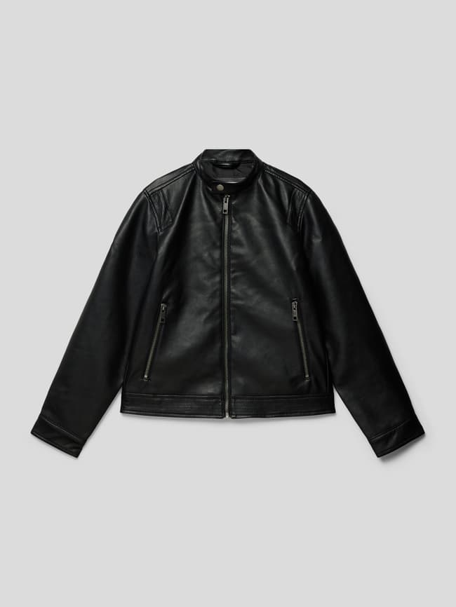 Кожаная куртка с содержанием вискозы, модель ROCKY Jack & Jones, черный