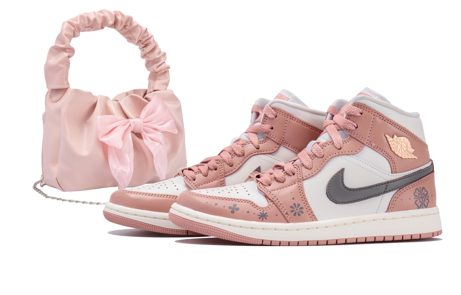 

Баскетбольные кроссовки Air 1 Vintage женские с высоким верхом розовый/серый Jordan
