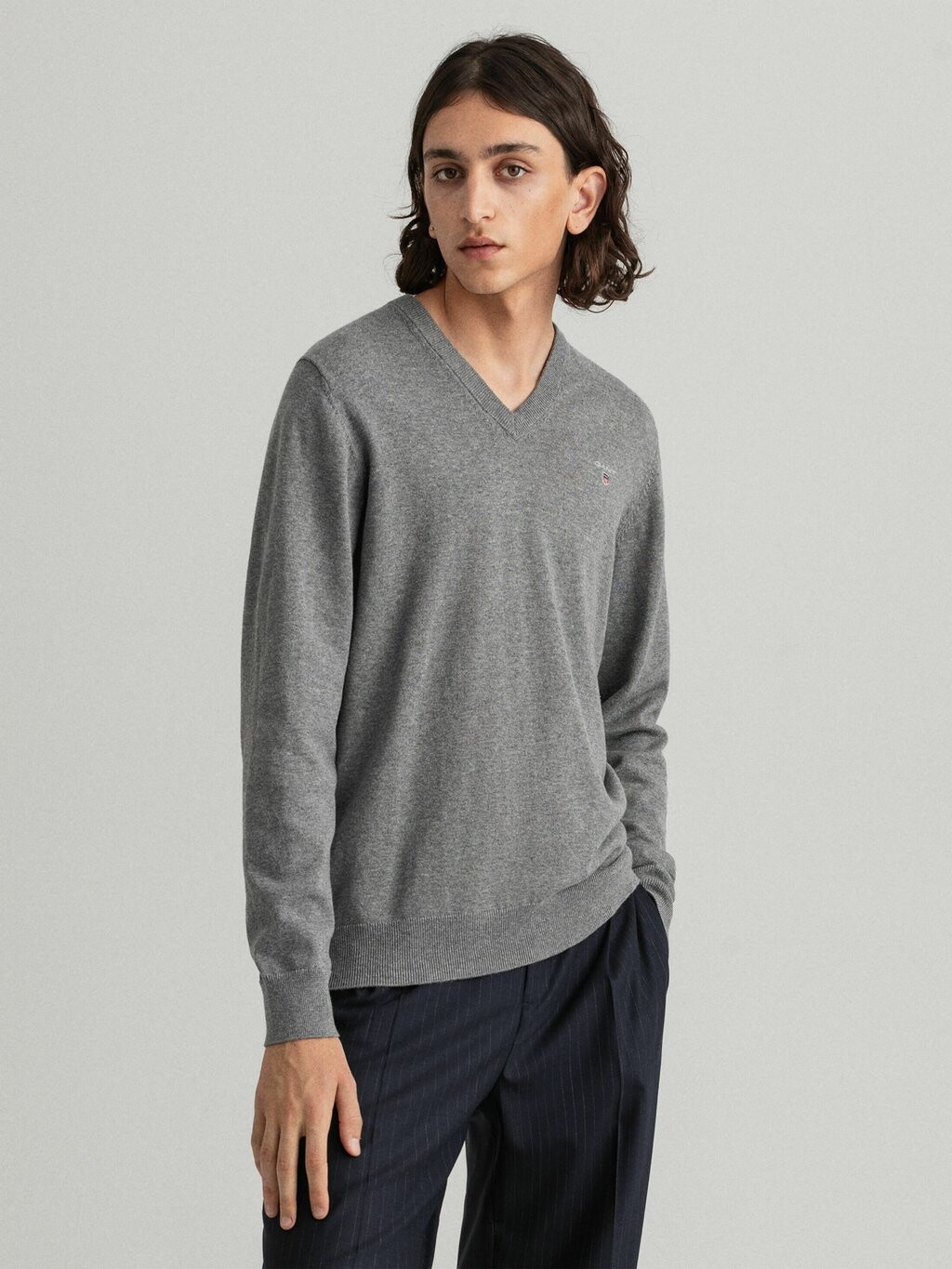 

Свитер CLASSIC V NECK GANT, серый