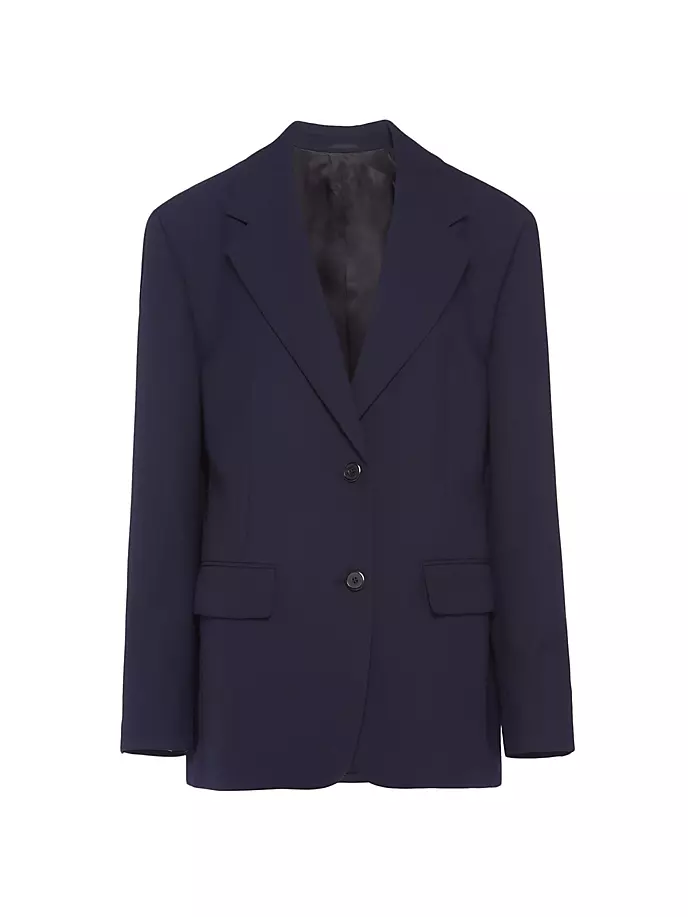 цена Однобортный шерстяной пиджак Prada, синий