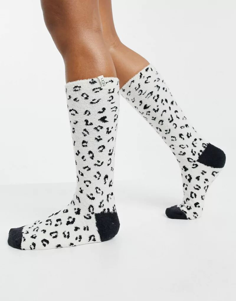 Черно-белые носки UGG Leslie с микро-леопардовым принтом