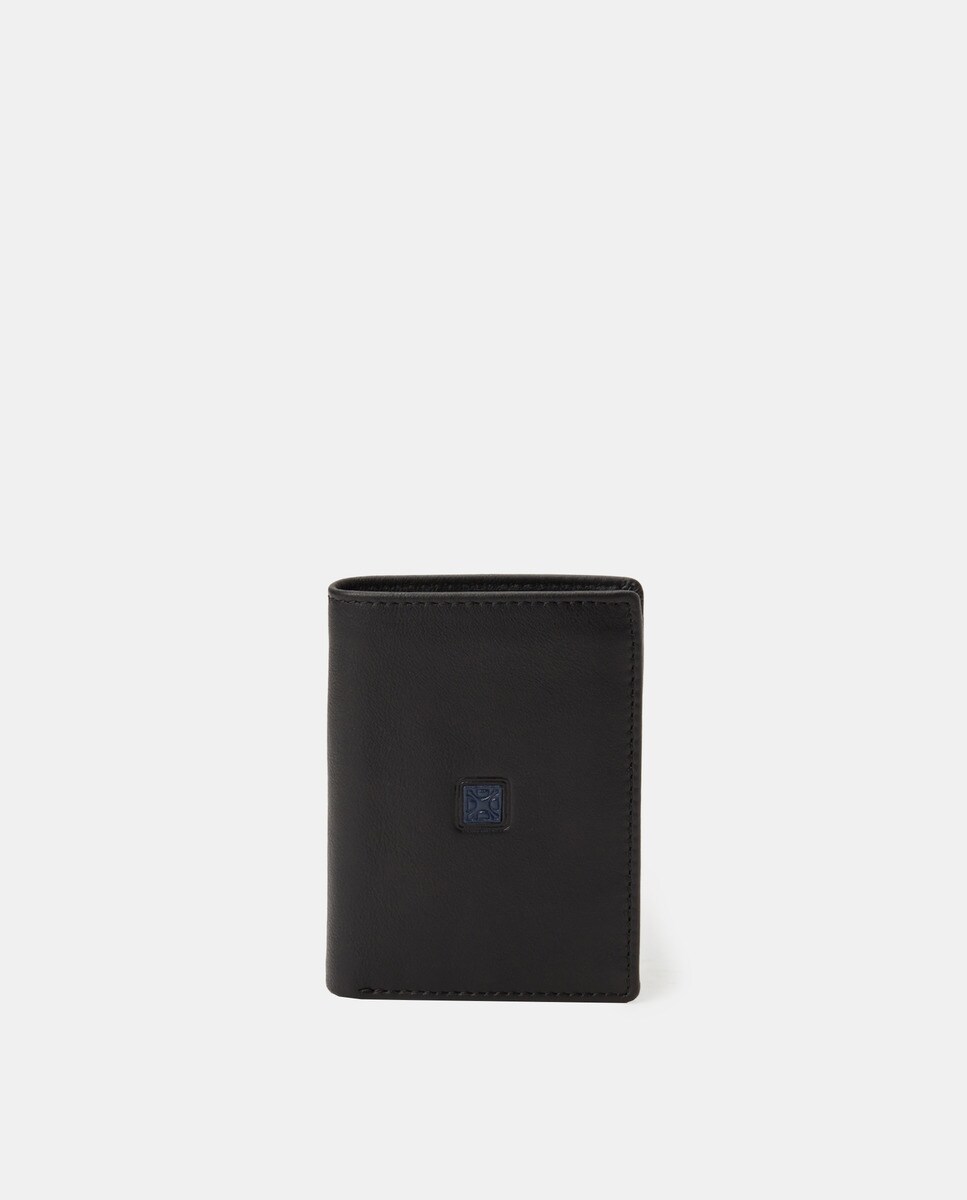 Вертикальный кошелек из черной кожи Olimpo, черный вертикальный черный кожаный кошелек с вкладышем olimpo черный