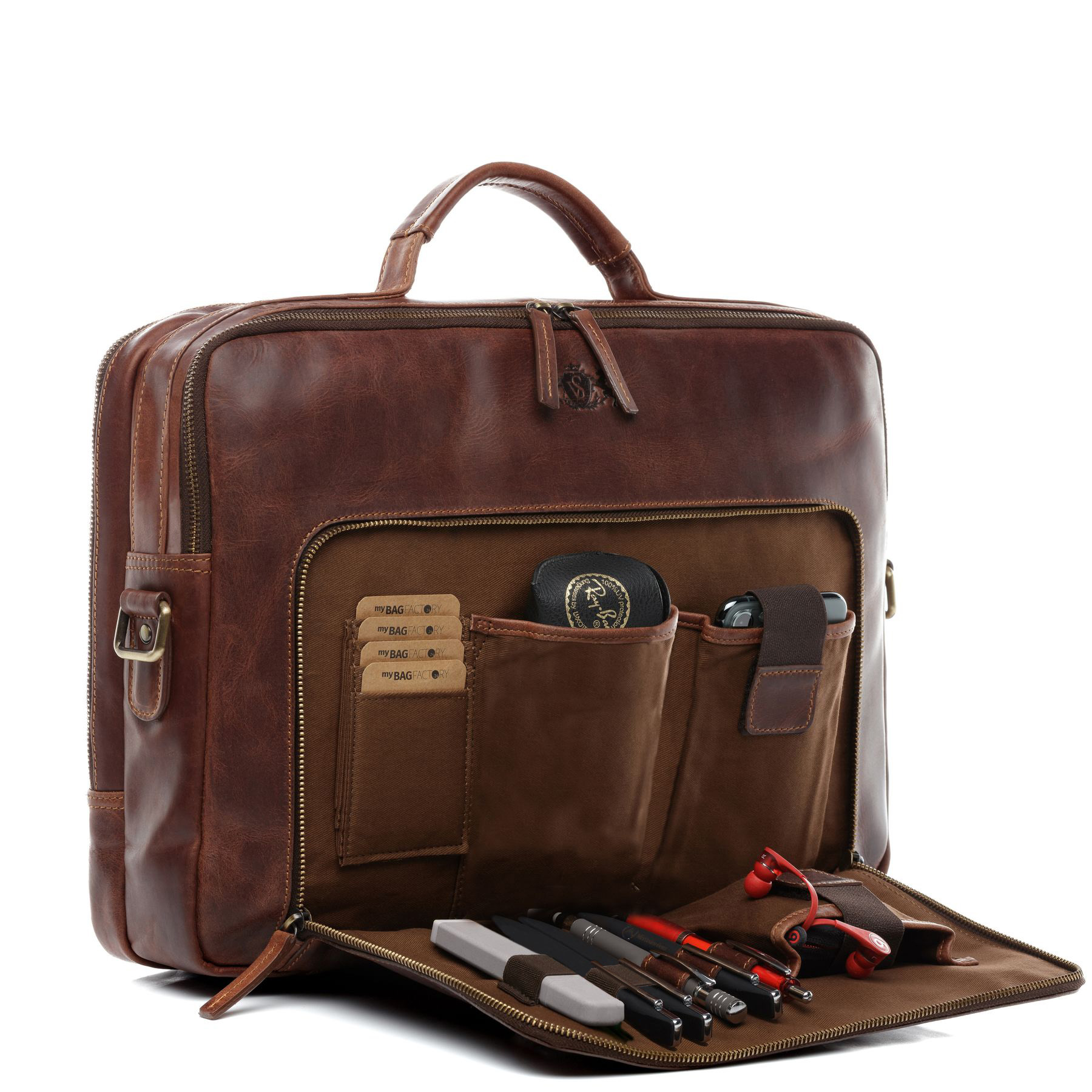 Сумка для ноутбука SID & VAIN Leder 15 Leder Businesstasche Unisex SIMON, коричневый