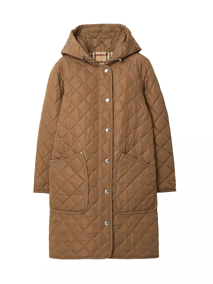 

Стеганое пальто с капюшоном Roxby Burberry, цвет dusty caramel