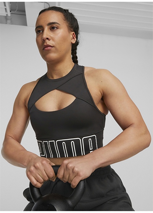 Черный женский спортивный бюстгальтер Puma enell женский спортивный бюстгальтер lite черный