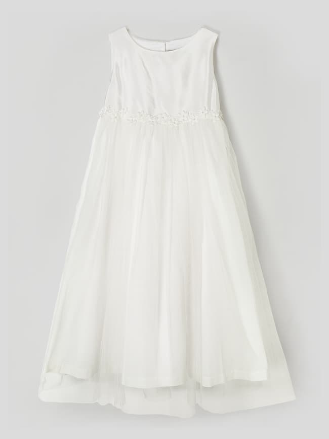 Платье для причастия с цветочной декоративной каймой Une Hautre Couture, молочный детское платье с бантом для первого дня рождения белое платье принцессы с цветочной вышивкой для первого причастия
