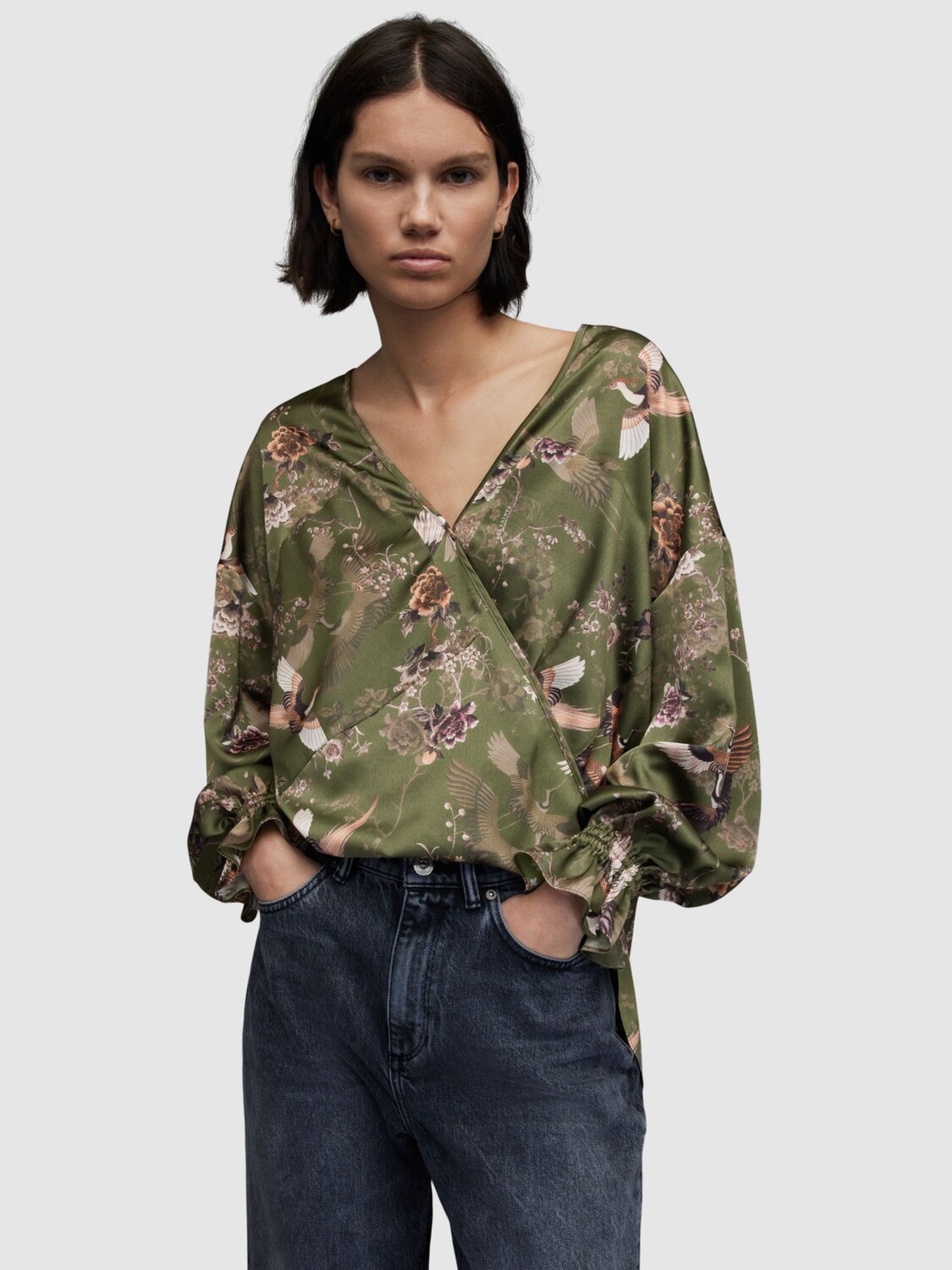 

Топ AllSaints Penny Peggy, зеленый хаки