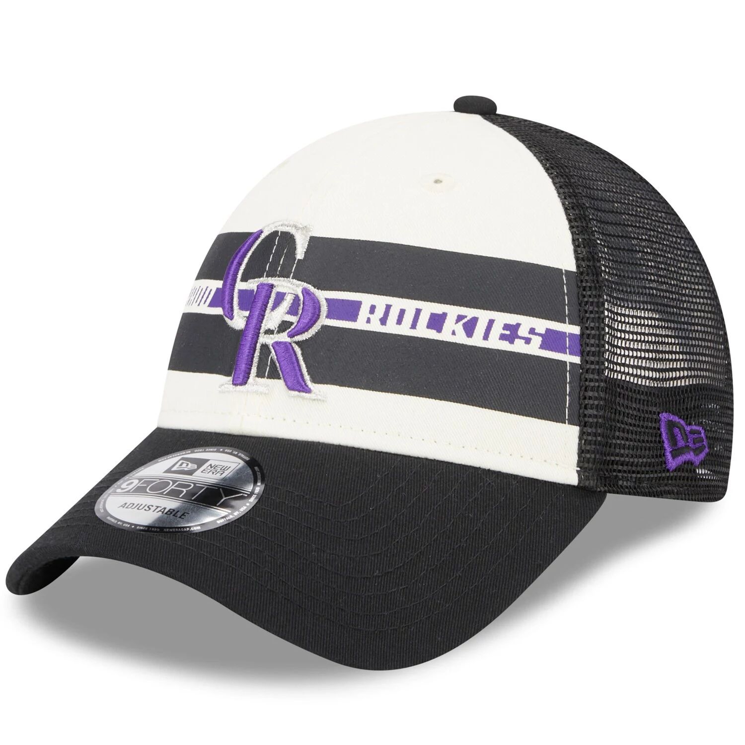 

Мужская кепка New Era белого/черного цвета Colorado Rockies Team Stripe Trucker 9FORTY Snapback