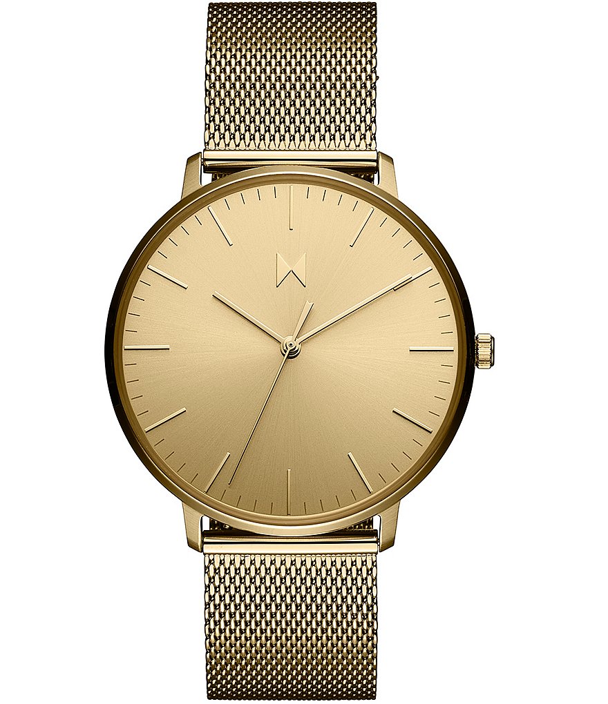 цена Мужские тонкие аналоговые часы MVMT Legacy с золотым сетчатым браслетом, золотой