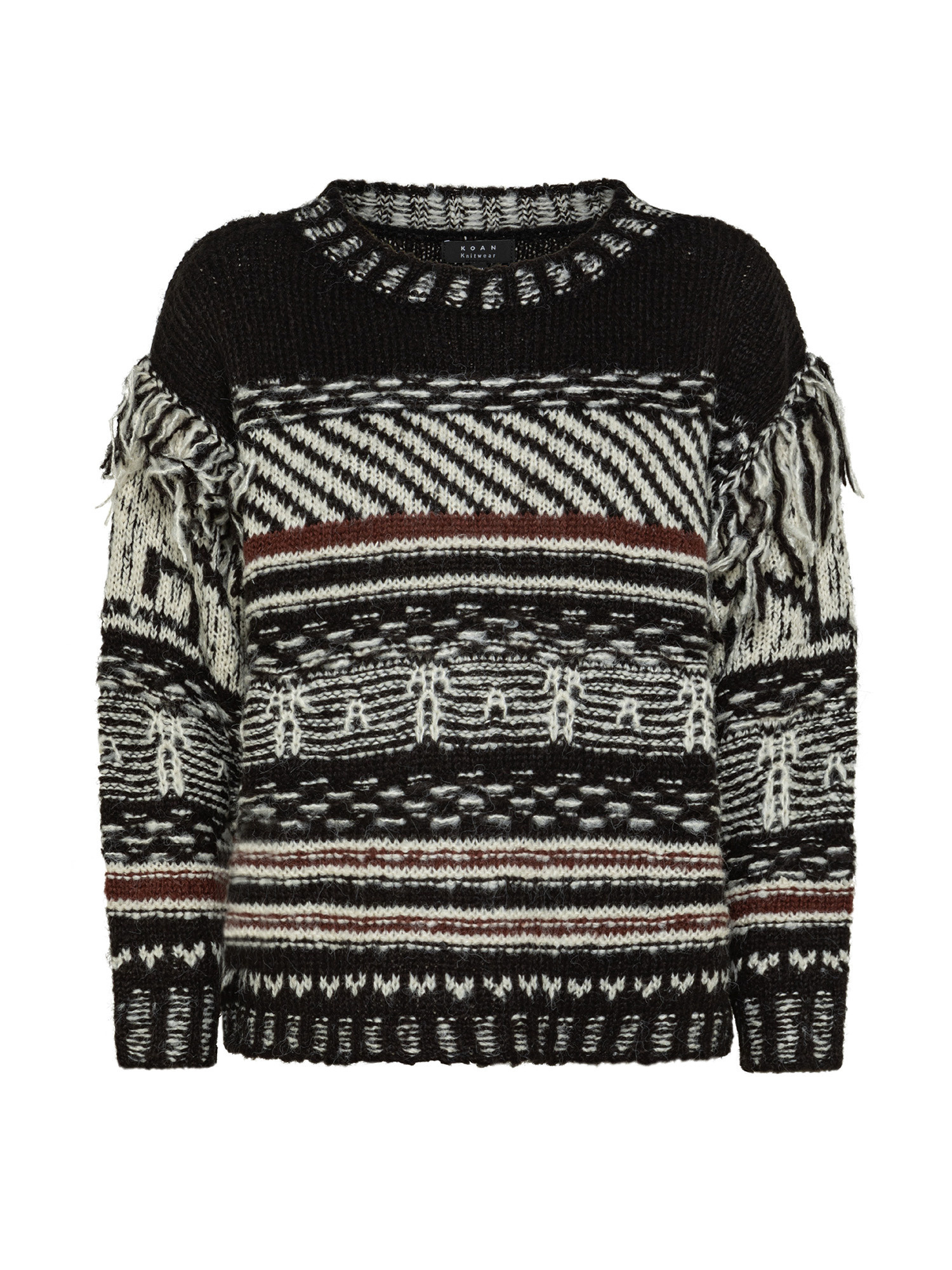 Koan Collection свитер с круглым вырезом в этническом стиле, черный пуловер с витым узором и круглым вырезом xs черный