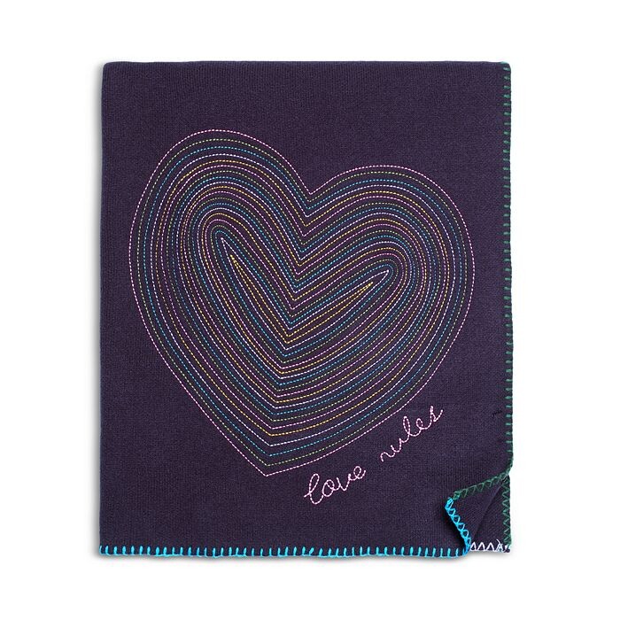 

Плед AQUA x Kerri Rosenthal Love Rules с вышивкой, синий
