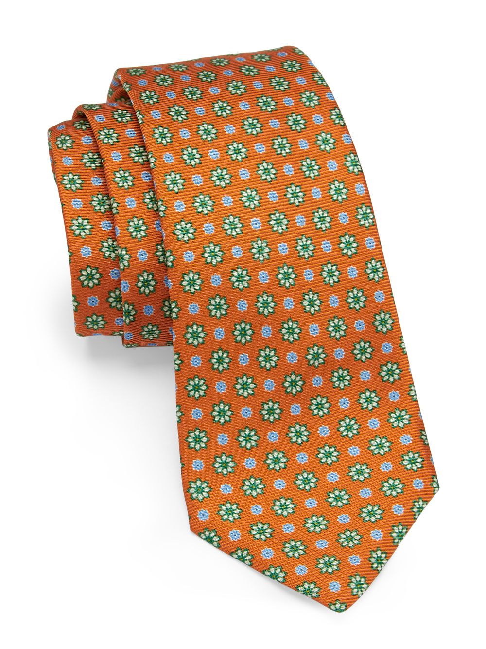 Шелковый галстук с цветочным принтом Kiton, оранжевый