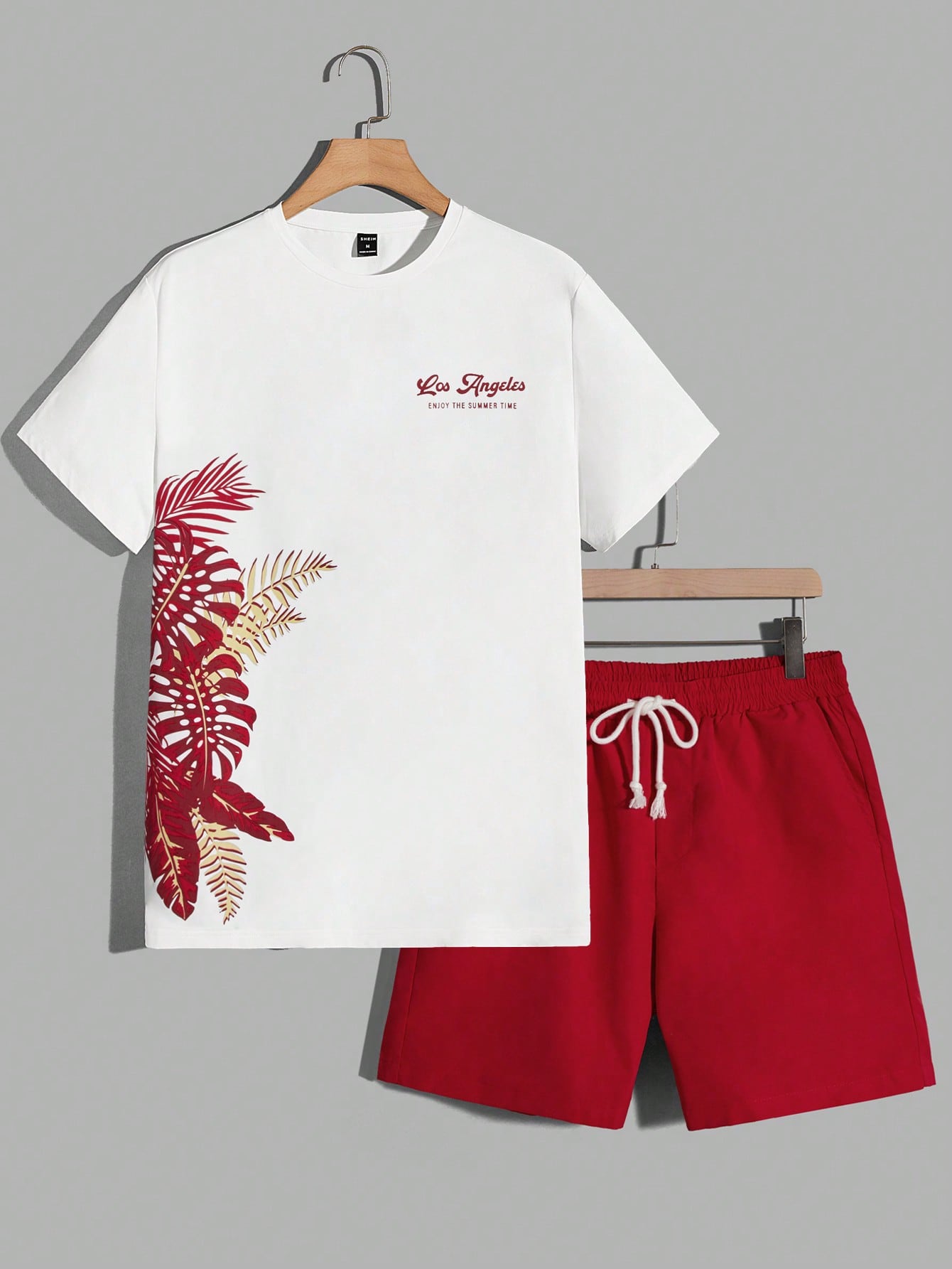 Мужская рубашка с короткими рукавами и шортами на шнурке Manfinity RSRT с тропическим принтом, красный