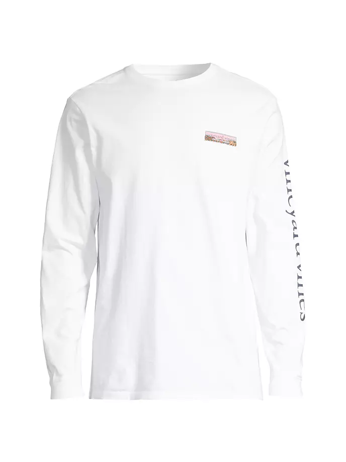 

Футболка с длинными рукавами и логотипом Puppy Leaf Pile Vineyard Vines, цвет white cap