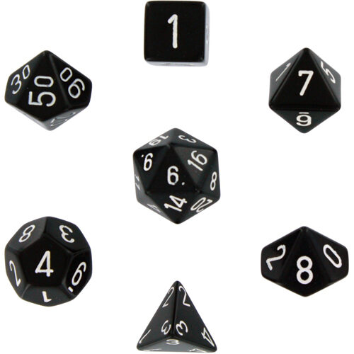 

Игровые кубики Opaque Polyhedral Dice 7 Set: Black/White Chessex