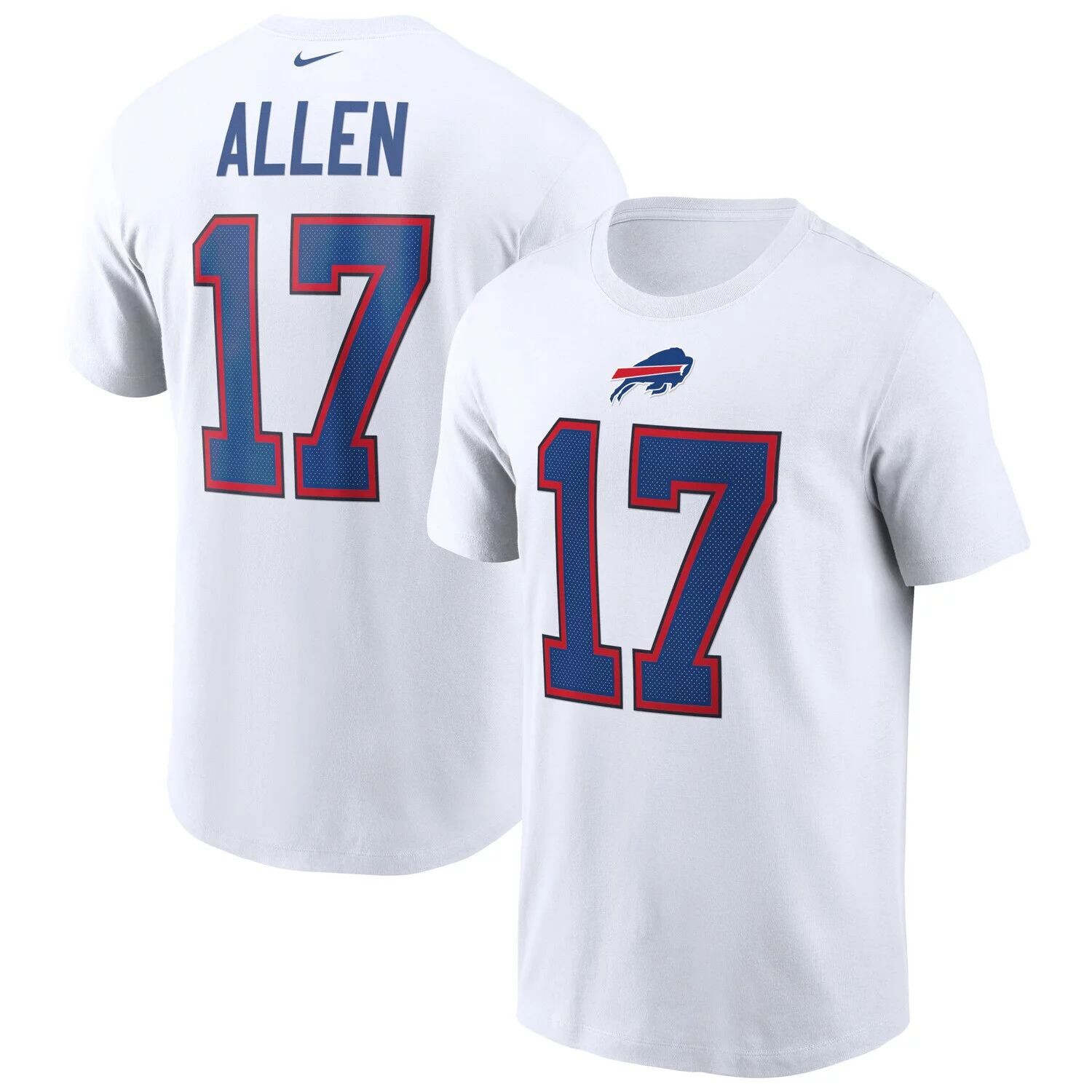 

Мужская белая футболка с именем и номером Джоша Аллена Buffalo Bills Nike, Белый