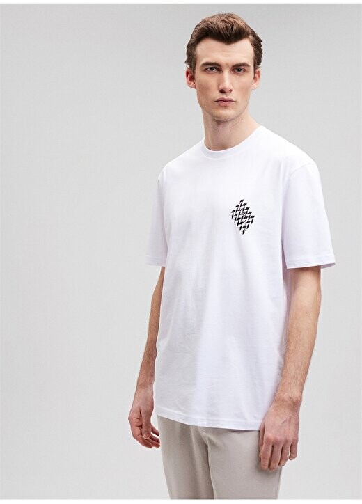 

Белая мужская футболка с круглым вырезом и принтом M0612272-620_ISTANBUL PRINTED TSHRT Mavi, белый