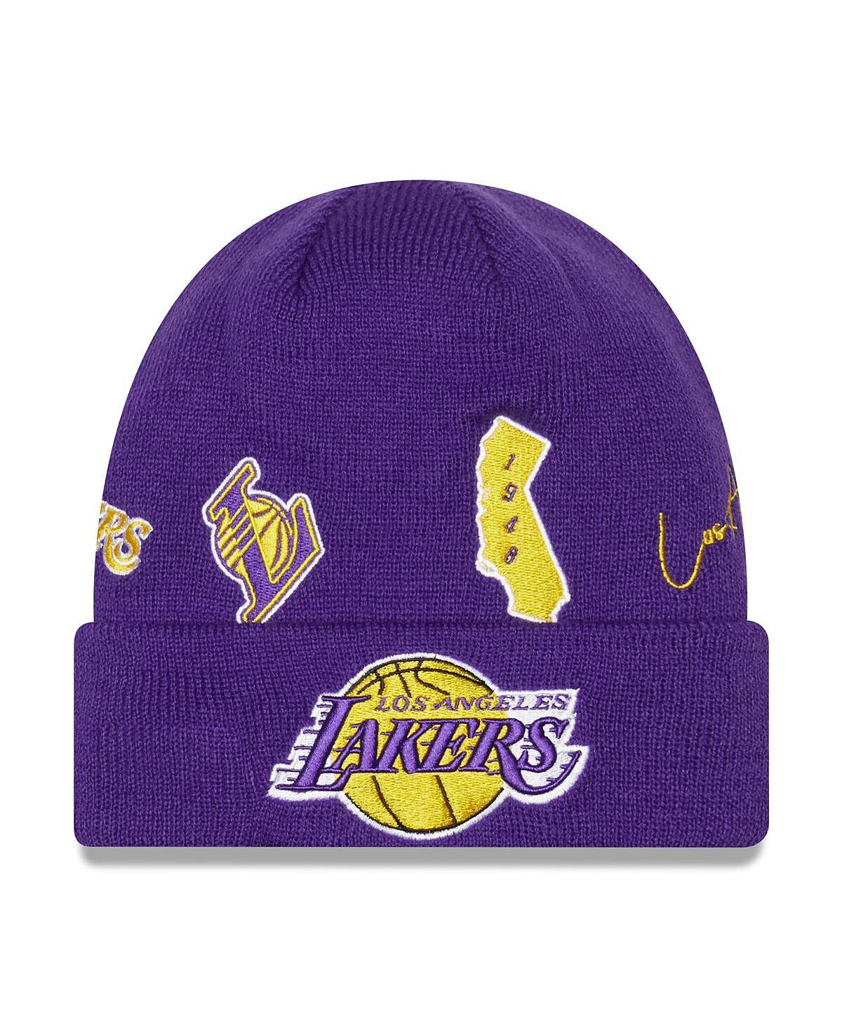 

Мужская фиолетовая вязаная шапка с манжетами Los Angeles Lakers Identity New Era