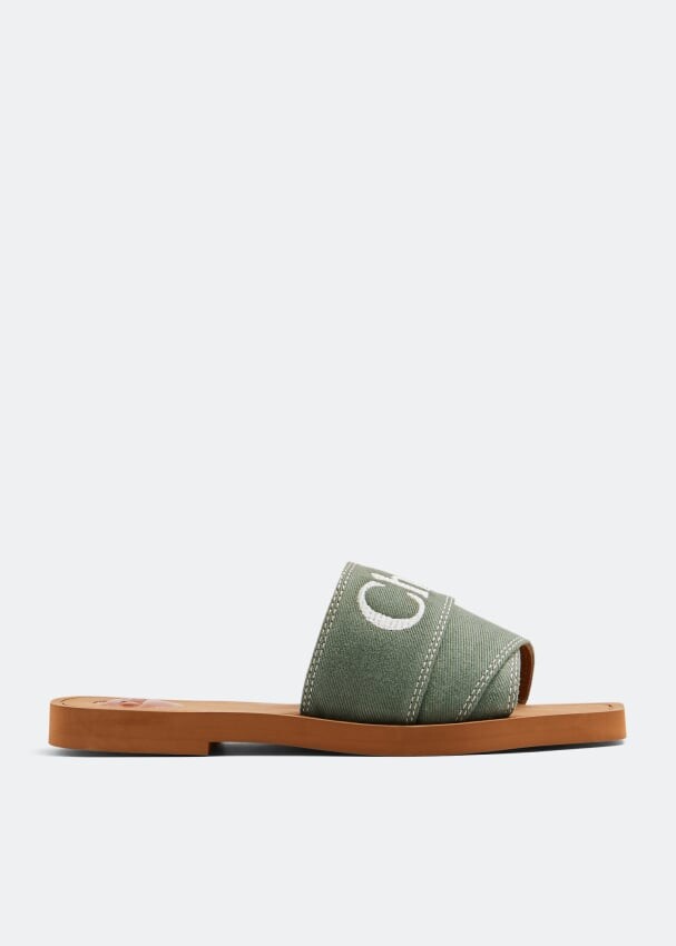

Сандалии Chloé Woody Flat, зеленый