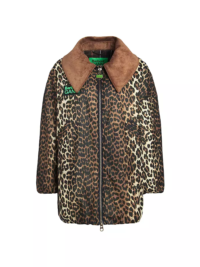 

Бомбер из вощеного хлопка с леопардовым принтом Barbour x Ganni Barbour, цвет leopard print classic, Коричневый