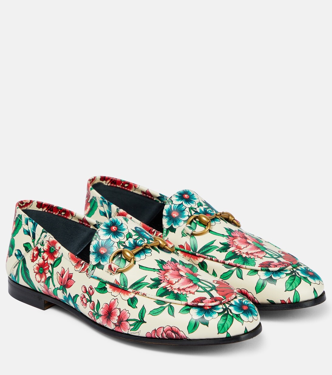 

Кожаные лоферы с принтом Horsebit Gucci, розовый