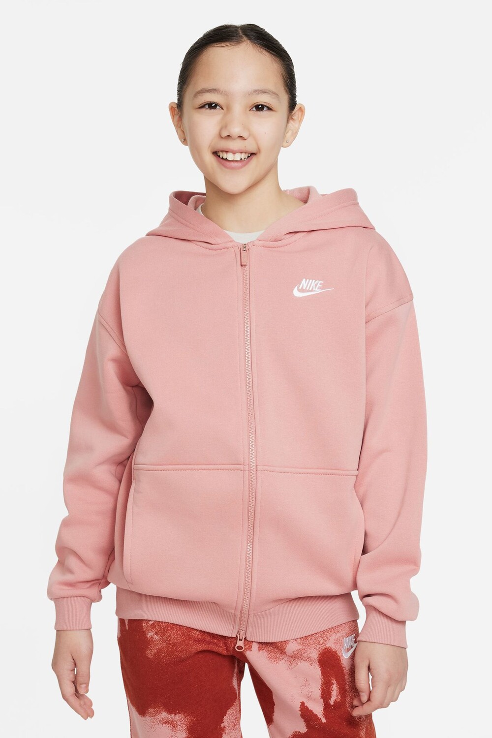 

Флисовая толстовка Club oversize на молнии Nike, розовый
