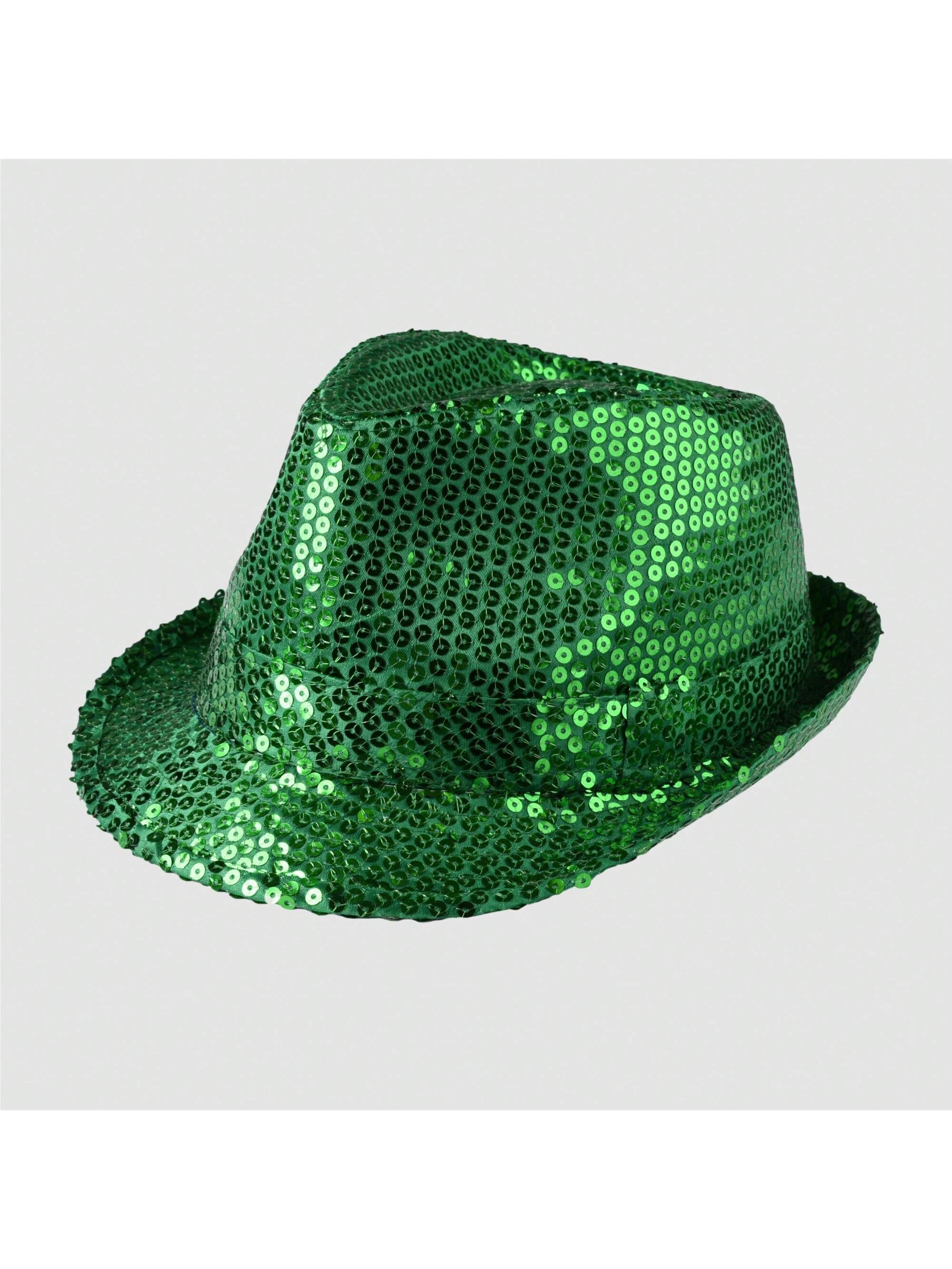 Шляпы-федоры с пайетками, зеленый