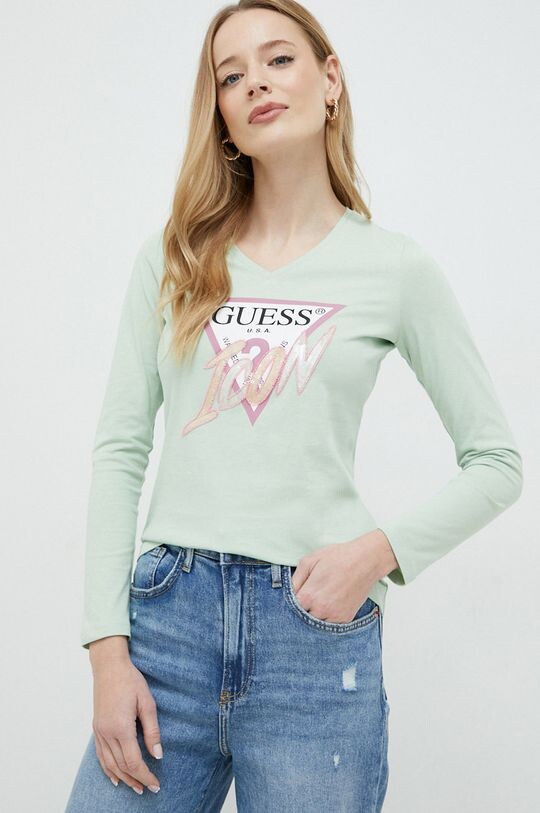 

Хлопковый топ с длинными рукавами Guess, зеленый