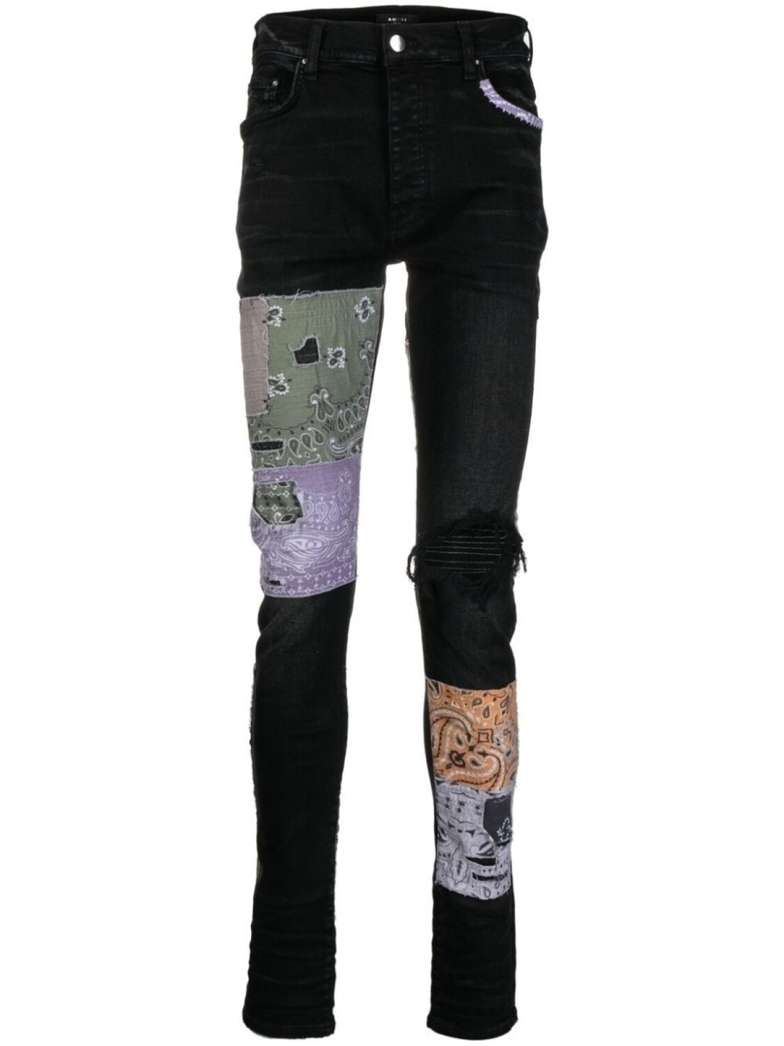 

Джинсы скинни в технике пэчворк AMIRI, черный