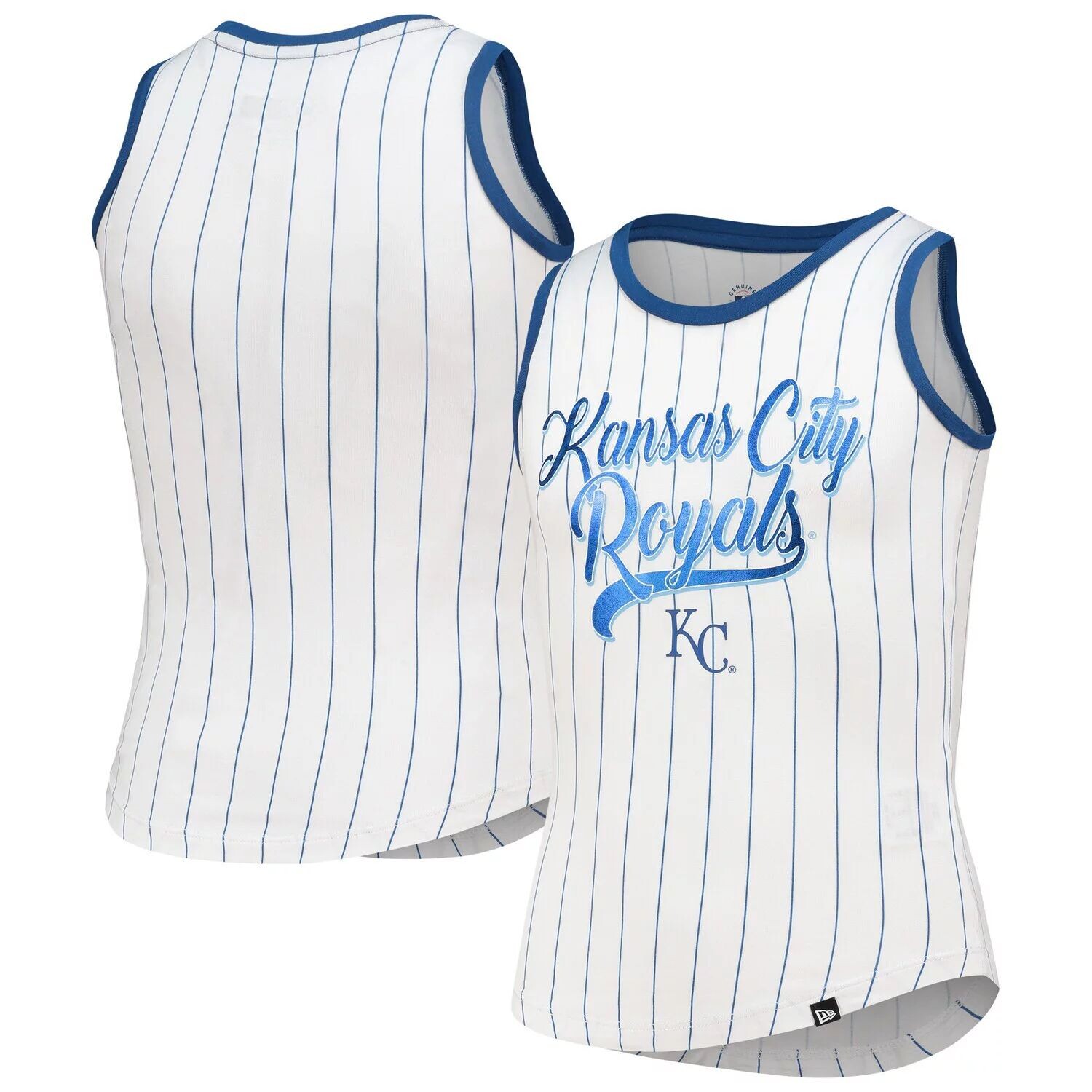 

Майка в тонкую полоску для девочек, молодежная, белая/королевская, New Era Kansas City Royals New Era