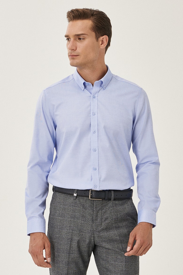 Приталенная рубашка с воротником на пуговицах Ac&Co, синий