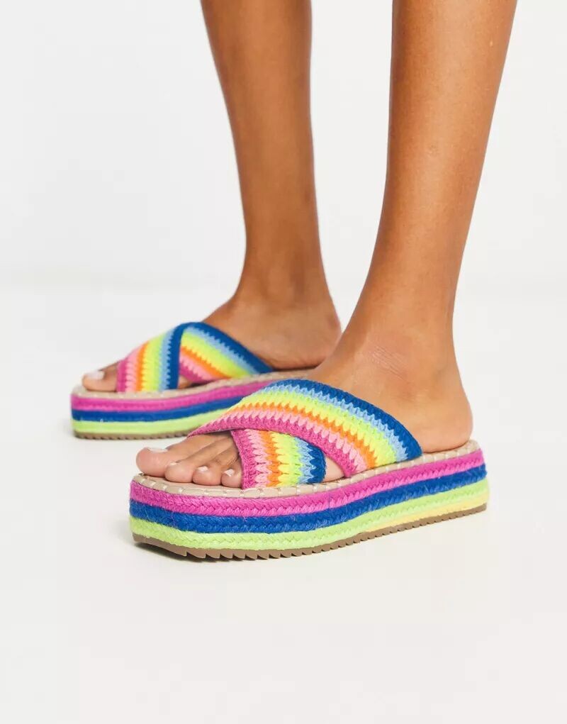 

Мюли на плоской платформе ASOS Jazlyn радужной вязки крючком