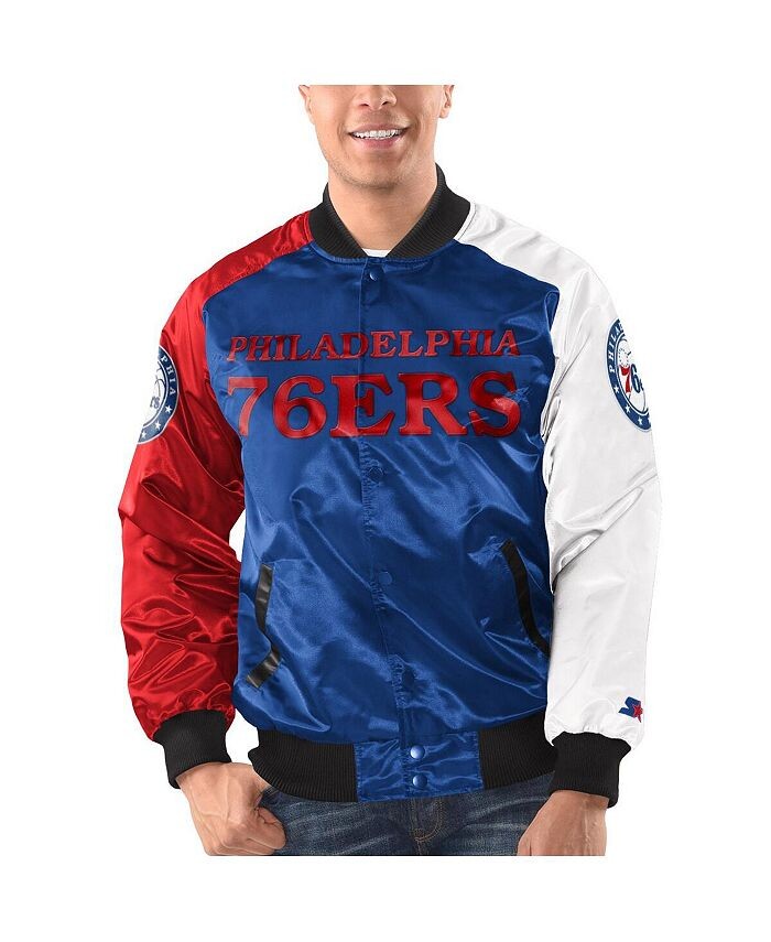 

Мужская куртка с кнопками Royal, красно-белая Philadelphia 76ers Tricolor Remix Starter, красный