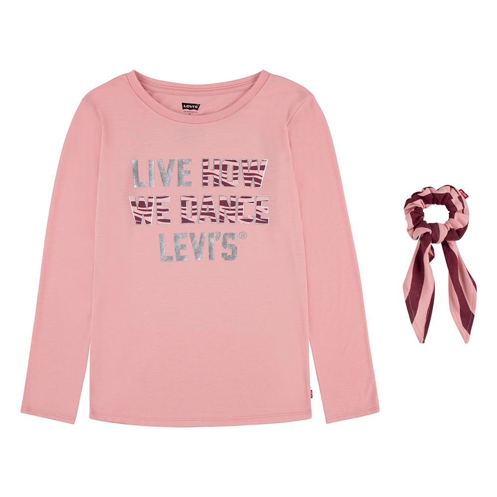 футболка levi s размер s розовый Футболка Levi´s Zebra Scrunchi Kids Long Sleeve Round Neck, розовый