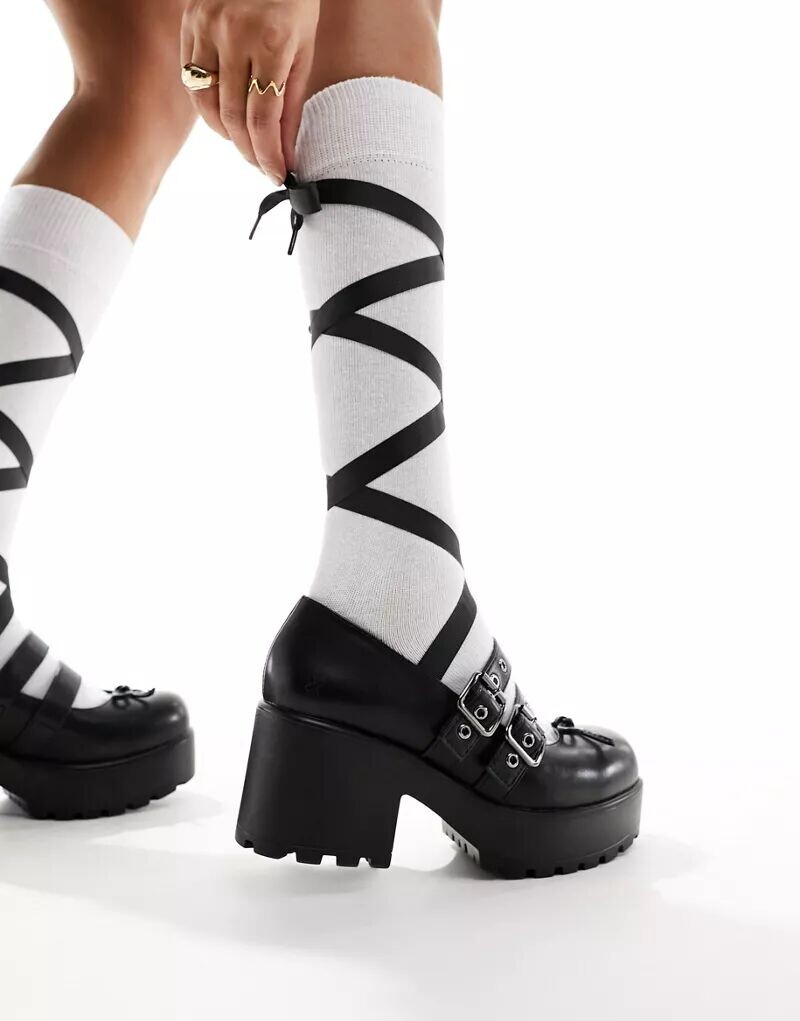 

Черные балетки Koi Myako со шнуровкой и толстой подошвой Koi Footwear