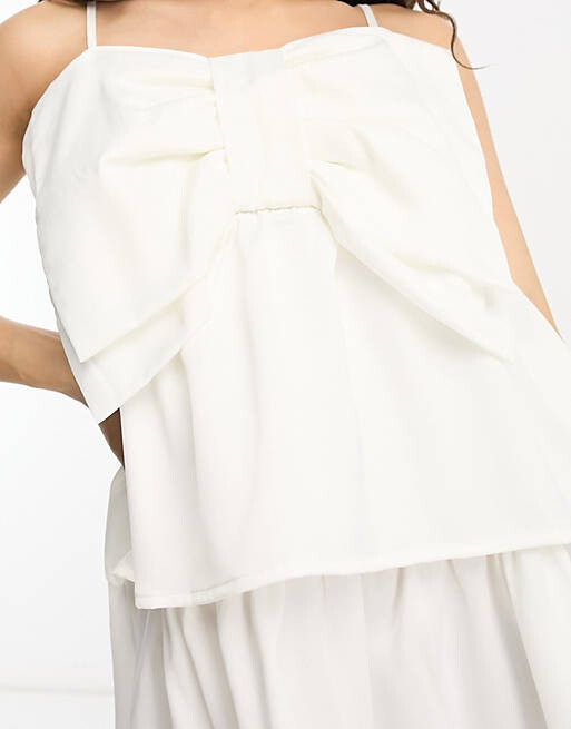 

Эксклюзивное белое платье мини с бантом Pieces Petite Bride To Be, Белый