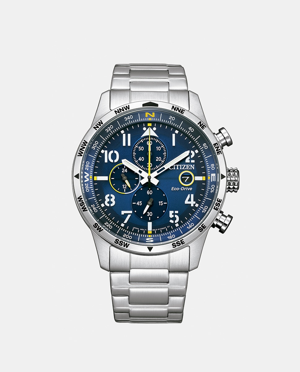 цена Of Collection CA0790-83L стальные мужские часы с хронографом Citizen, серебро