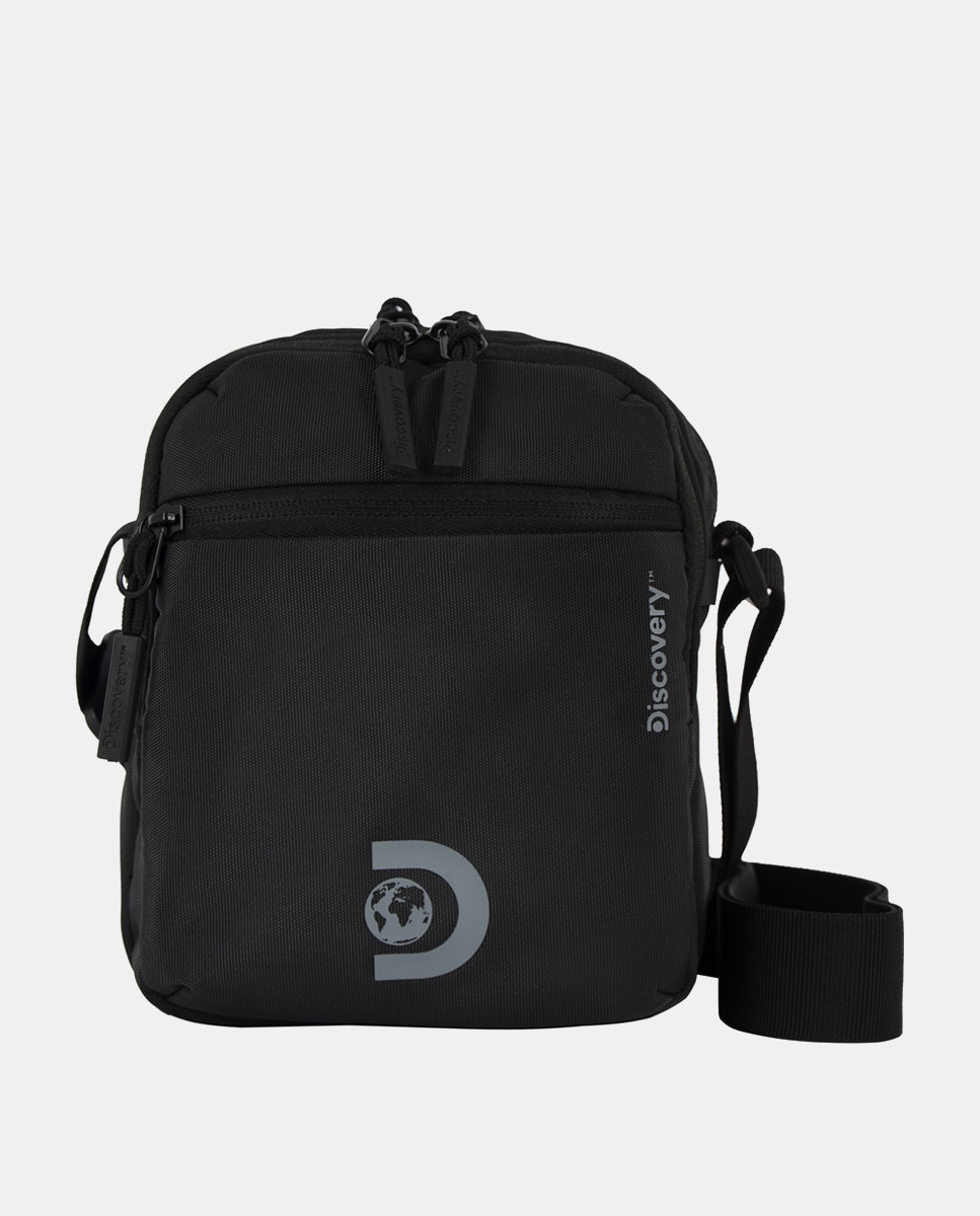 Большая черная сумка через плечо из переработанного полиэстера с передним карманом и RFID-меткой Discovery, черный наплечная сумка с отделениями для макияжа на молнии с рисунком диснея
