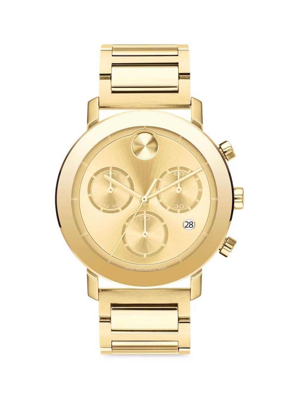

Яркие часы с хронографом из нержавеющей стали с ионным покрытием Movado, золотой
