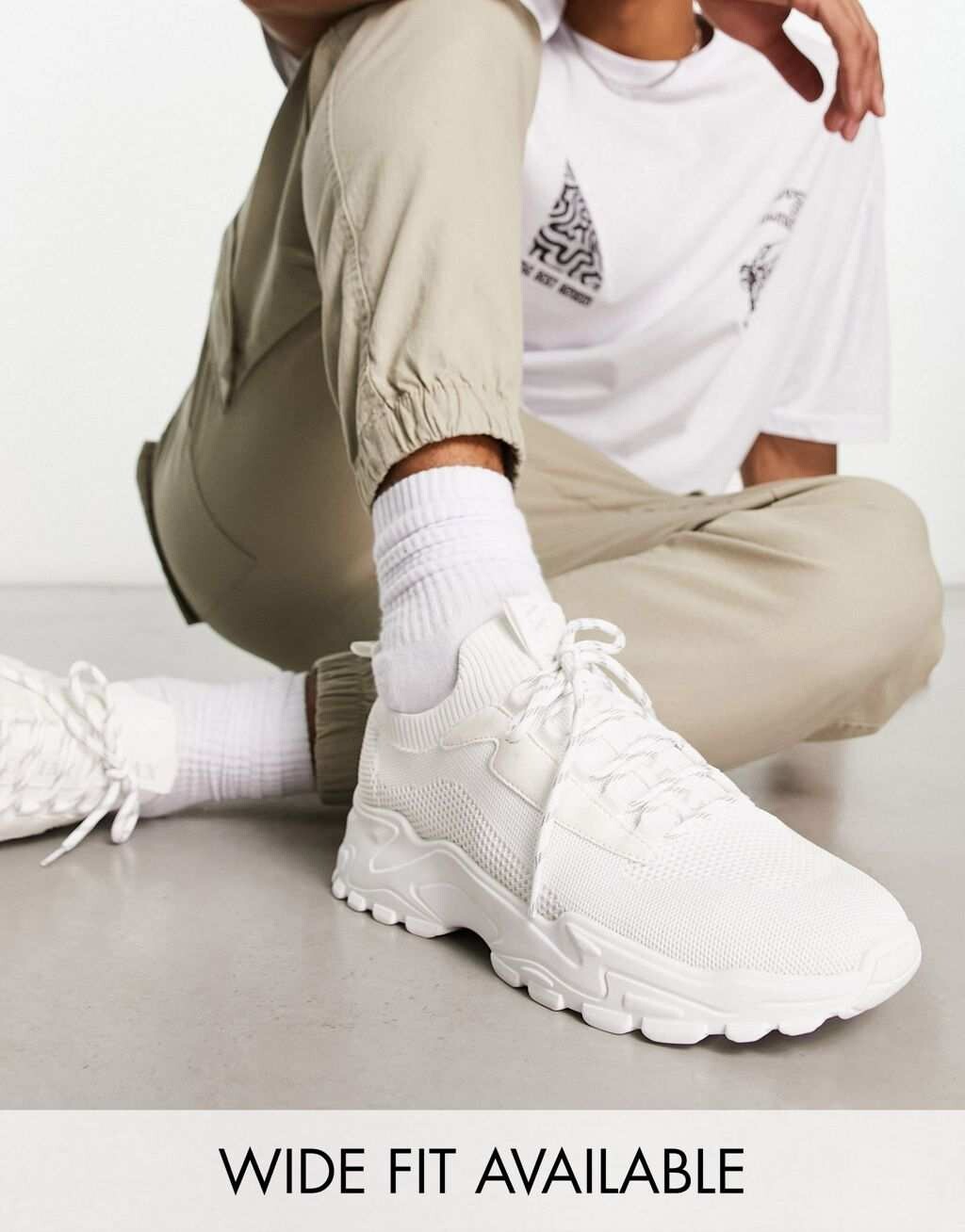 

Белые трикотажные кроссовки ASOS DESIGN