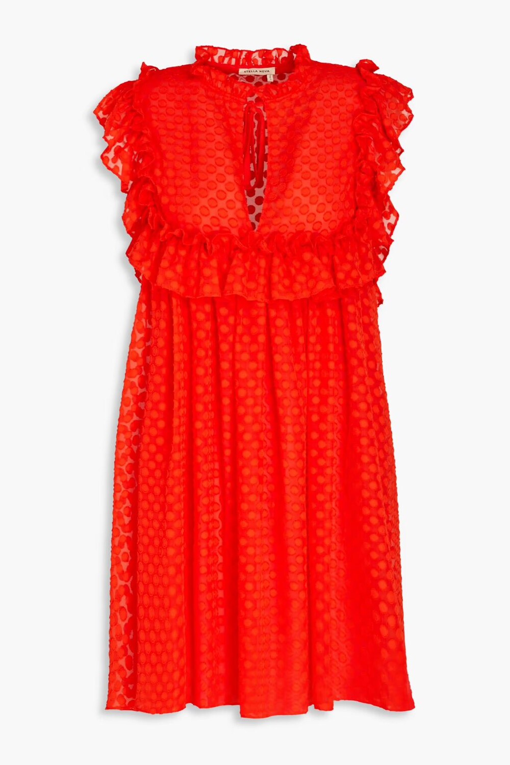 

Платье Lela деворе с оборками в горошек Stella Nova, цвет Tomato red