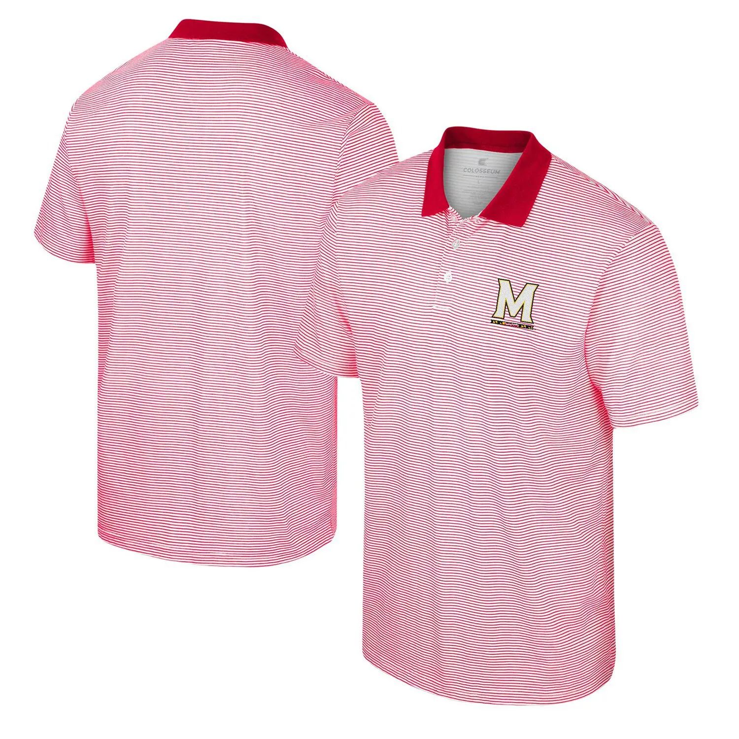 цена Мужская белая/красная рубашка-поло в полоску с принтом Maryland Terrapins Colosseum