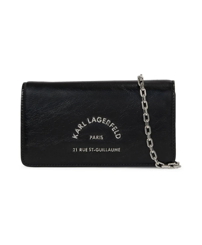 

Серебряный клатч с логотипом Karl Lagerfeld, черный