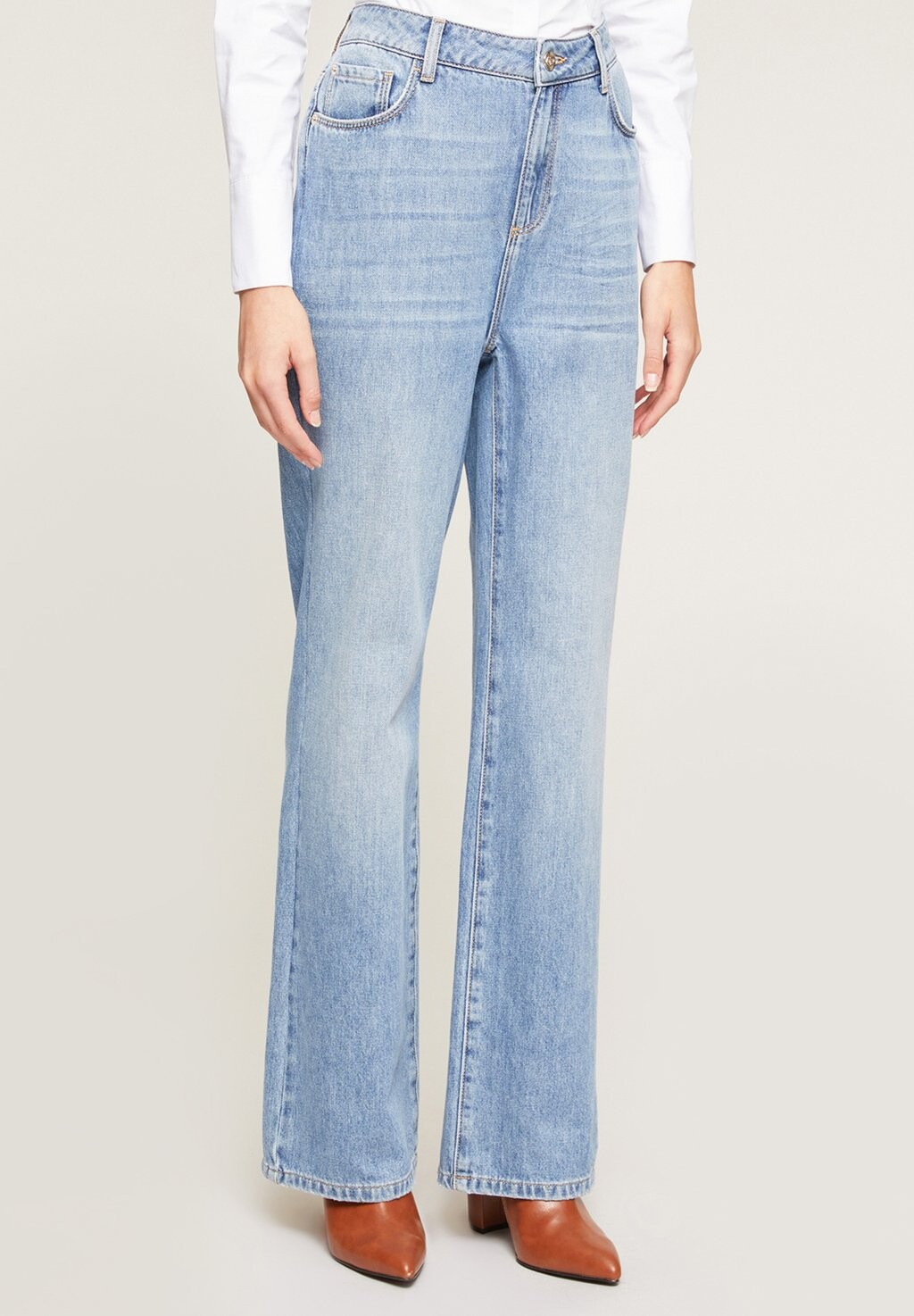 

Джинсы-клеш Wide Leg Medium Wash Motivi, синий