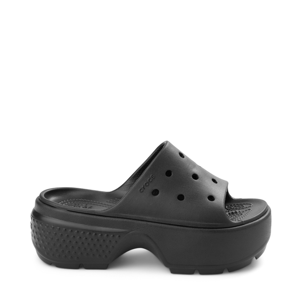 сандалии gucci platform slide sandals бежевый Шлепанцы на Платформе Crocs Stomp, черный