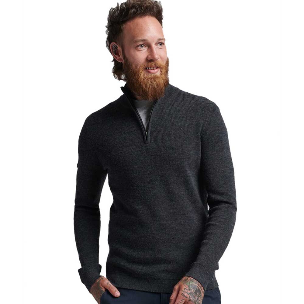 

Свитер Superdry Studios Merino Henley, черный