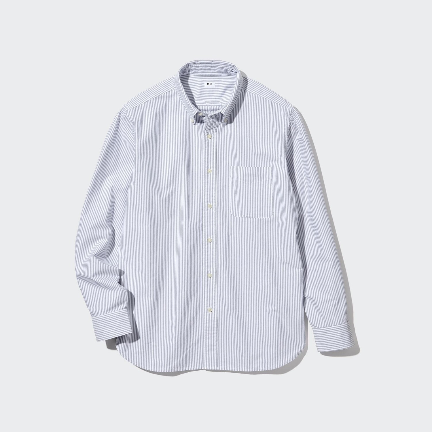 

Рубашка UNIQLO Oxford в полоску стандартного кроя, серый